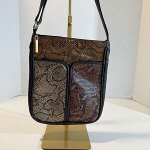 Dawli Leather Gold Patchwork Snakeskin Like Purse Crossbody Satchel Vintage 80s